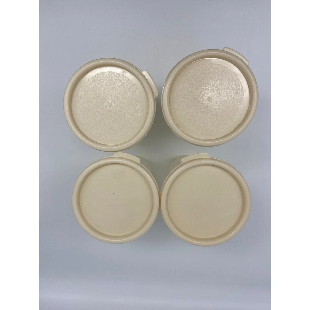 VTG RUBBERMAID 14oz SERVIN SAVOR PLASTIC DRINKING CUPS WITH LIDS SET OF 5VINTAGE